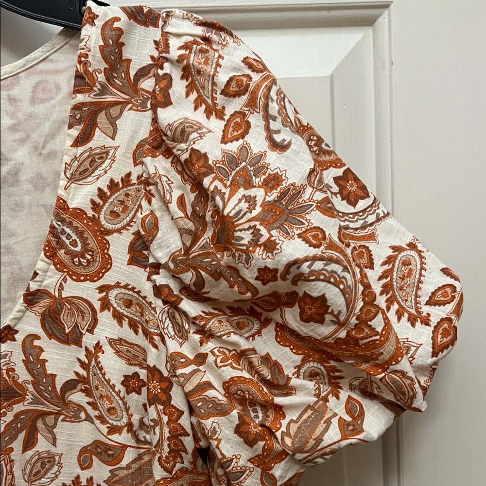Anthropologie Puff-Sleeve Paisley Top M - Picture 4 of 10